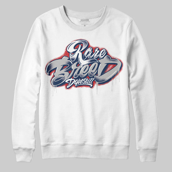 Jordan 4 SB “Summit White/Navy” DopeSkill Sweatshirt Rare Breed Type Graphic Streetwear - WHite