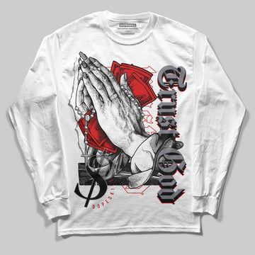 Jordan 9 Retro Fire Red DopeSkill Long Sleeve T-Shirt Trust God Graphic Streetwear - White