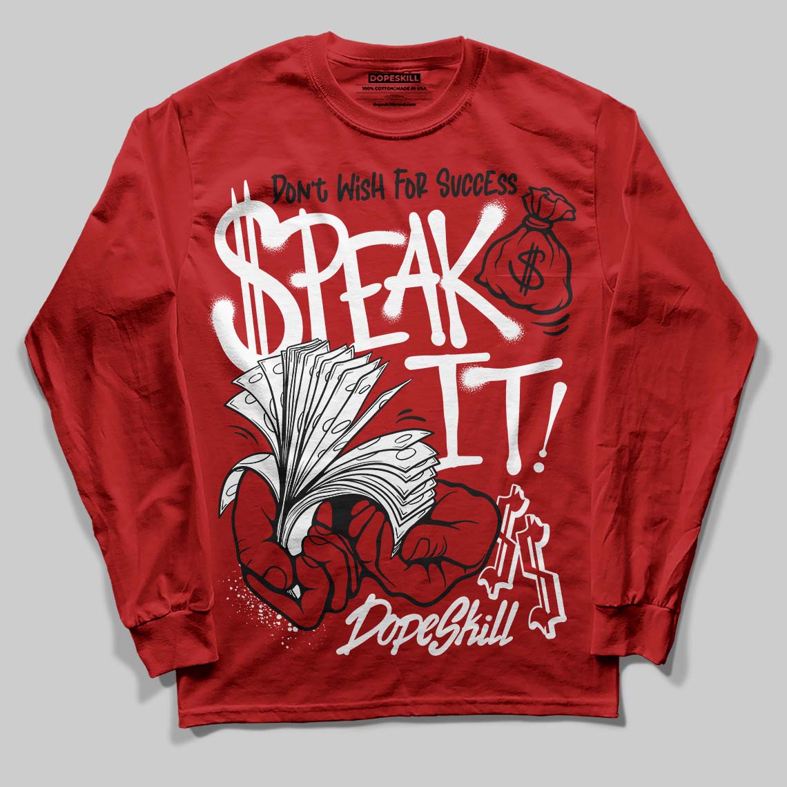 Nigel Sylvester x Air Jordan 4 ‘Brick by Brick’ DopeSkill Long Sleeve T-Shirt Speak It Graphic Streetwear - red