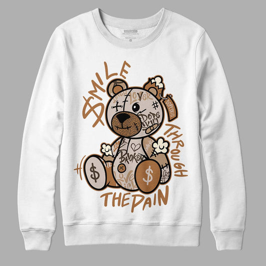 Jordan 3 Retro Palomino DopeSkill Sweatshirt Smile Through The Pain Graphic Streetwear - WHite
