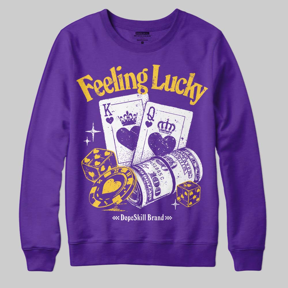 PURPLE Sneakers DopeSkill Sweatshirt Feeling Lucky Graphic Streetwear - Purple 