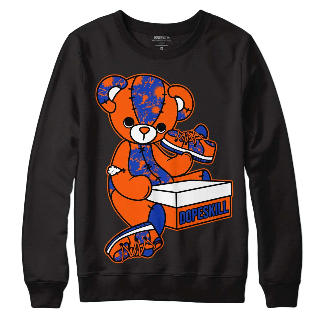 Dunk Low Futura Orange Blaze DopeSkill Sweatshirt Sneakerhead BEAR Graphic Streetwear - Black