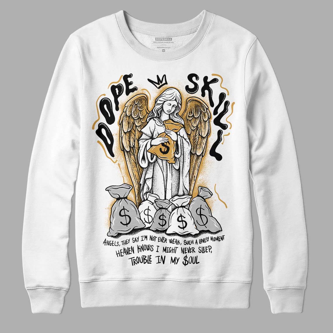 Jordan 11 "Gratitude" DopeSkill Sweatshirt Angels Graphic Streetwear - White 