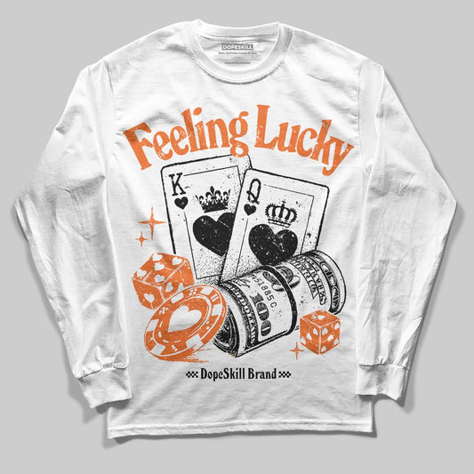 Orange, Black and White Sneakers DopeSkill Long Sleeve T-Shirt Feeling Lucky Graphic Streetwear - White