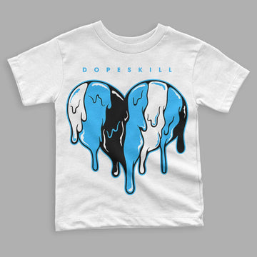 Jordan 1 High Retro OG “University Blue” DopeSkill Toddler Kids T-shirt Slime Drip Heart Graphic Streetwear - White