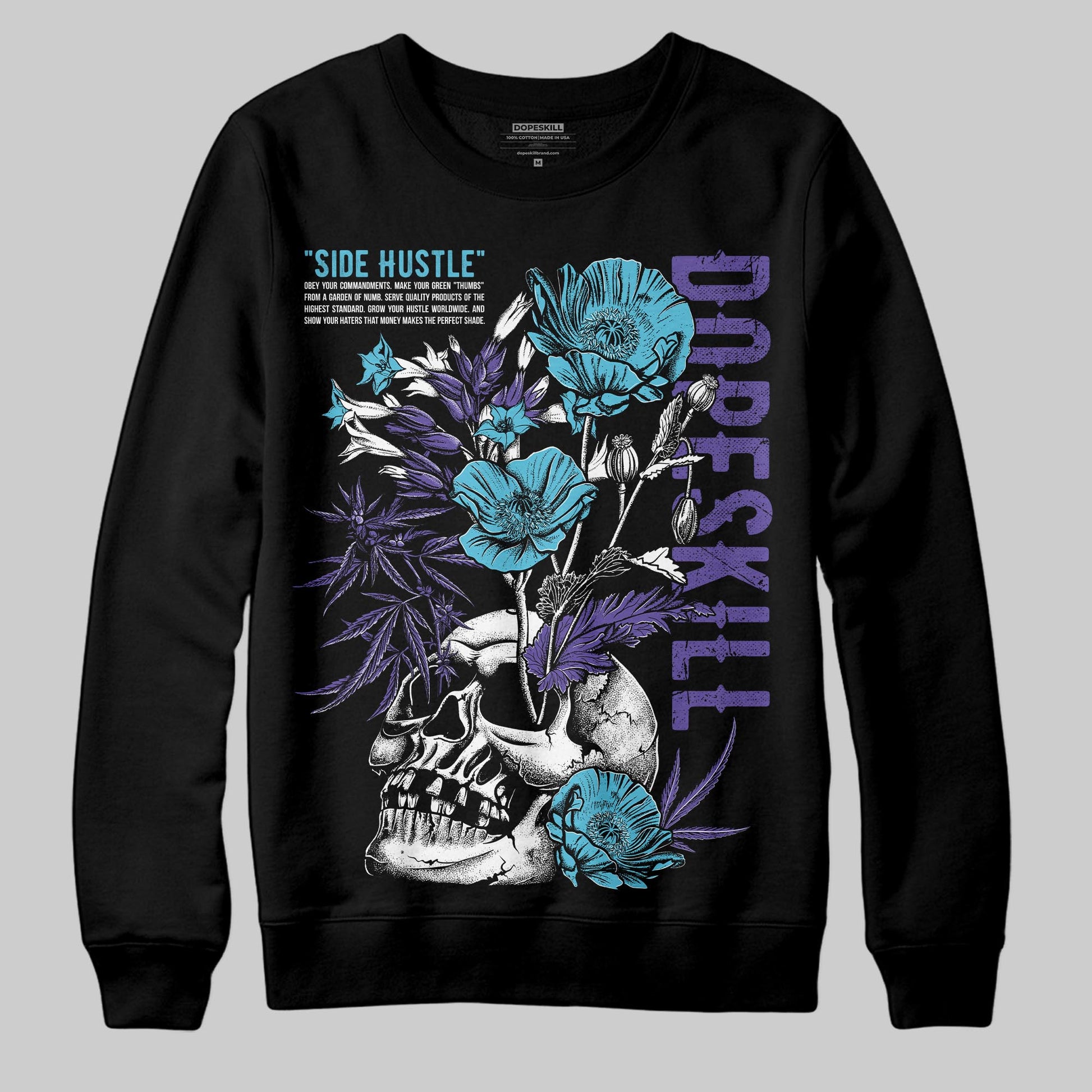 Jordan 8 Retro 'Aqua' 2025 DopeSkill Sweatshirt Side Hustle Graphic Streetwear - Black