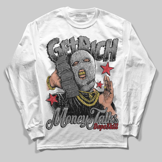 Jordan 4 “Black Cat” (2025) DopeSkill Long Sleeve T-Shirt Get Rich Graphic Streetwear - White