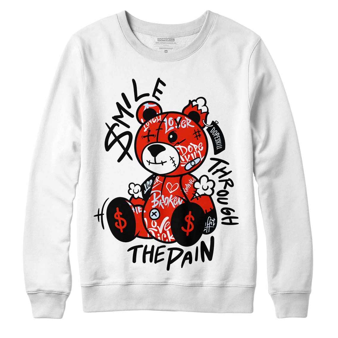 Jordan 6 Retro Toro Bravo DopeSkill Sweatshirt Smile Through The Pain Graphic Streetwear - White 