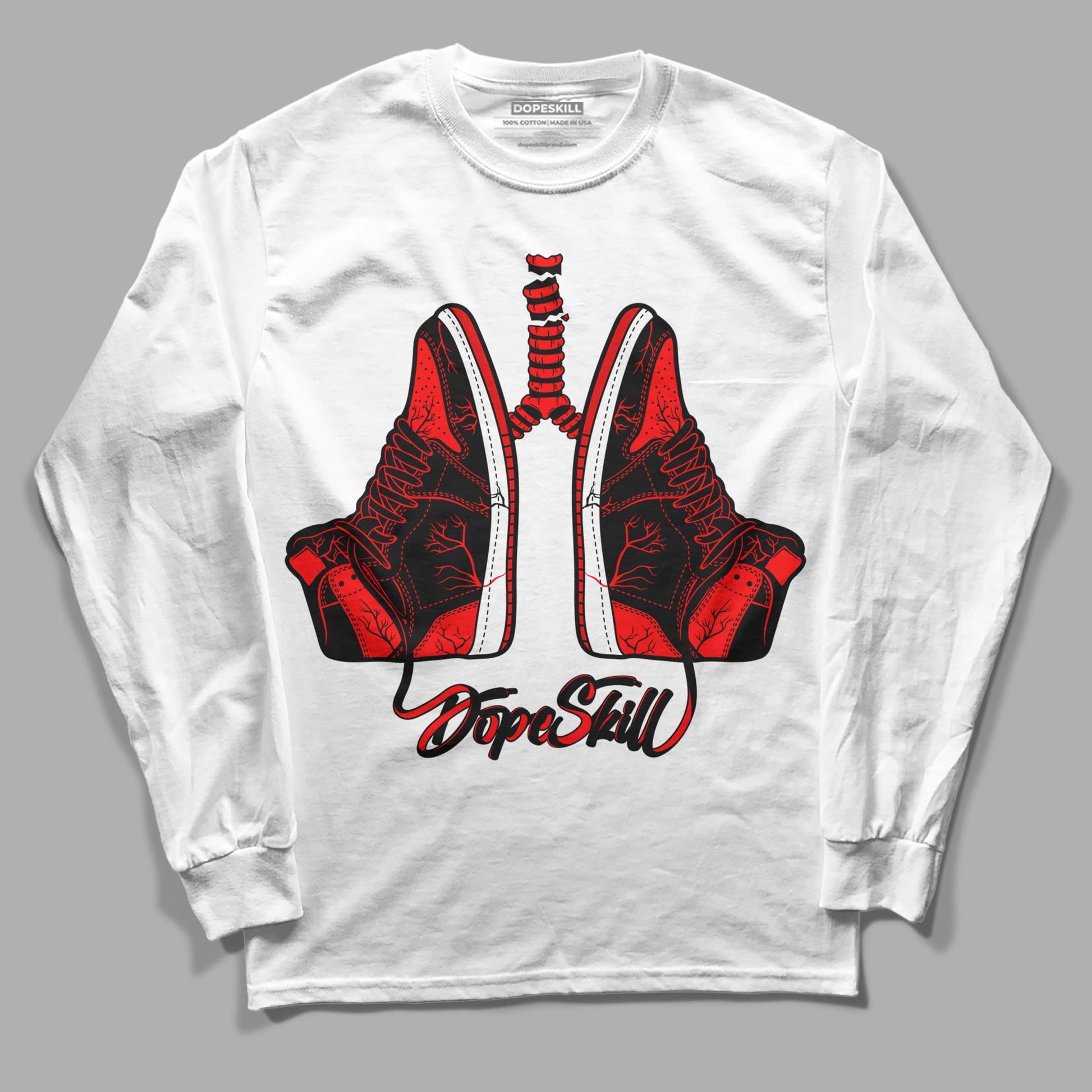 Jordan 1 Retro High OG "Satin Bred" DopeSkill Long Sleeve T-Shirt Breathe Graphic Streetwear - White