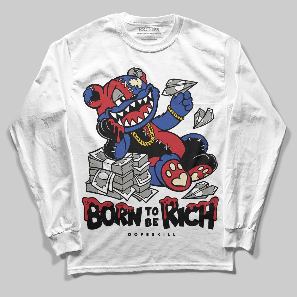 Jordan 4 “Rare Air” DopeSkill Long Sleeve T-Shirt Born To Be Rich Graphic Streetwear - White