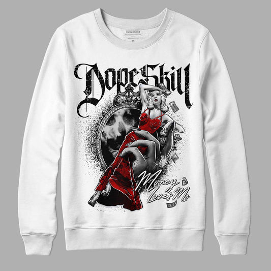 Jordan 2 Retro "Black Cement" DopeSkill Sweatshirt Money Loves Me Graphic Streetwear - White