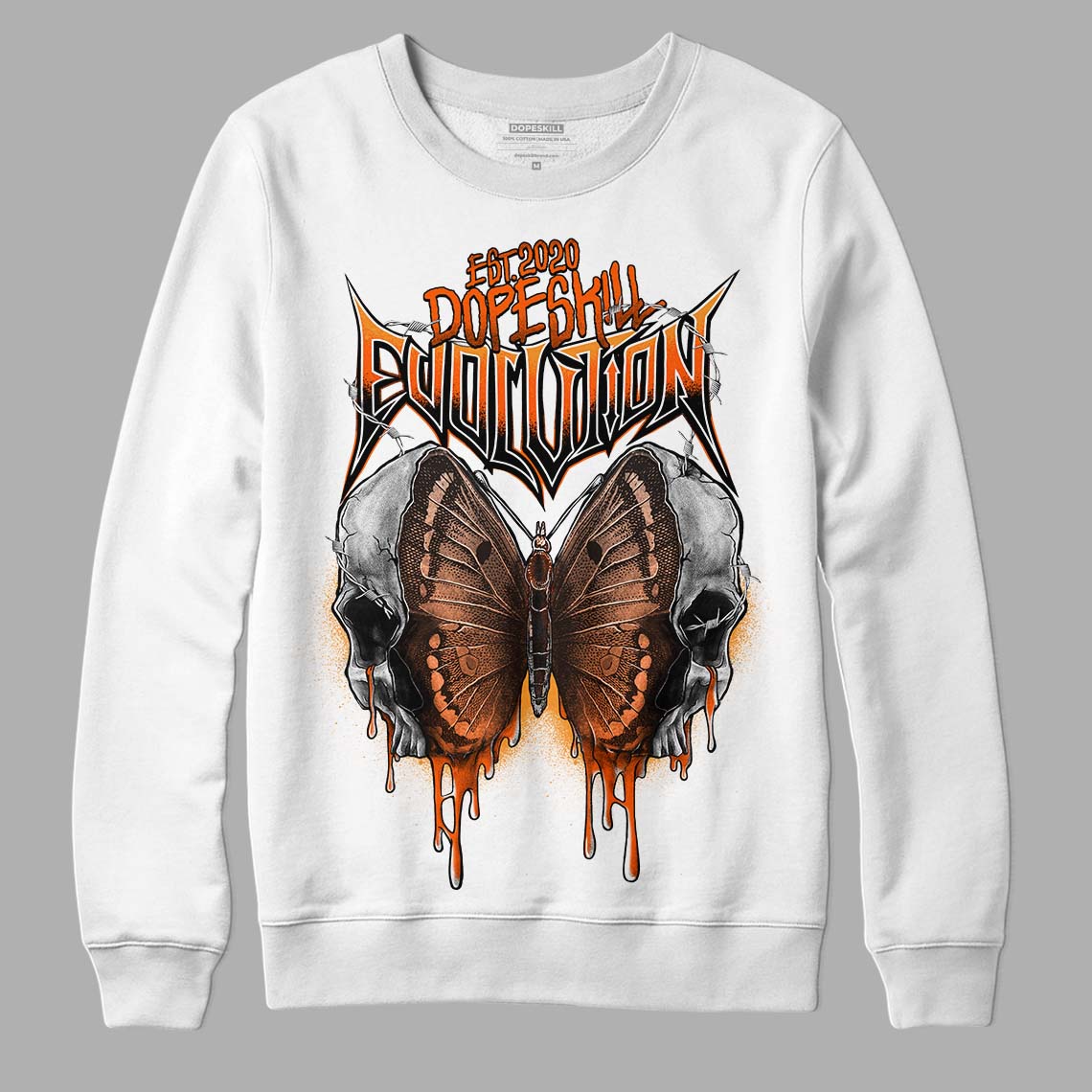 Jordan 12 Retro Brilliant Orange DopeSkill Sweatshirt DopeSkill Evolution Graphic Streetwear - White