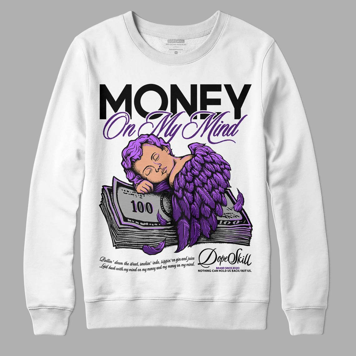 Jordan 12 “Field Purple” DopeSkill Sweatshirt MOMM Graphic Streetwear - White