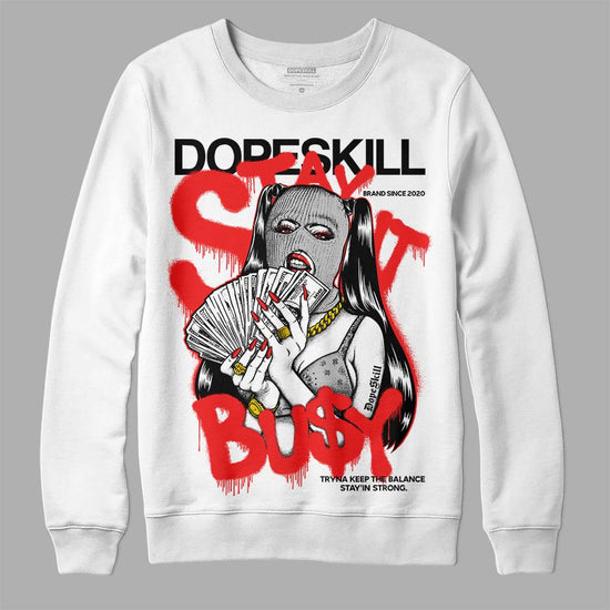 Jordan Spizike Low Bred DopeSkill Sweatshirt Stay It Busy Graphic Streetwear - White 