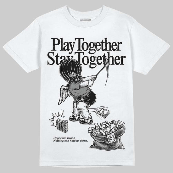 Rick Owens Leather Low Sneaker Black And Milk DopeSkill T-Shirt Play together, Stay together Graphic Streetwear - White