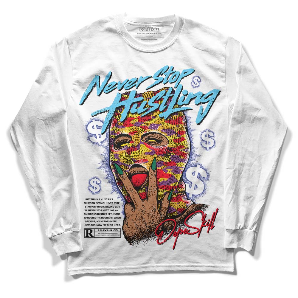 Jordan 1 Mid GS 'Six Championships DopeSkill Long Sleeve T-Shirt Never Stop Hustling Graphic Streetwear - WHite