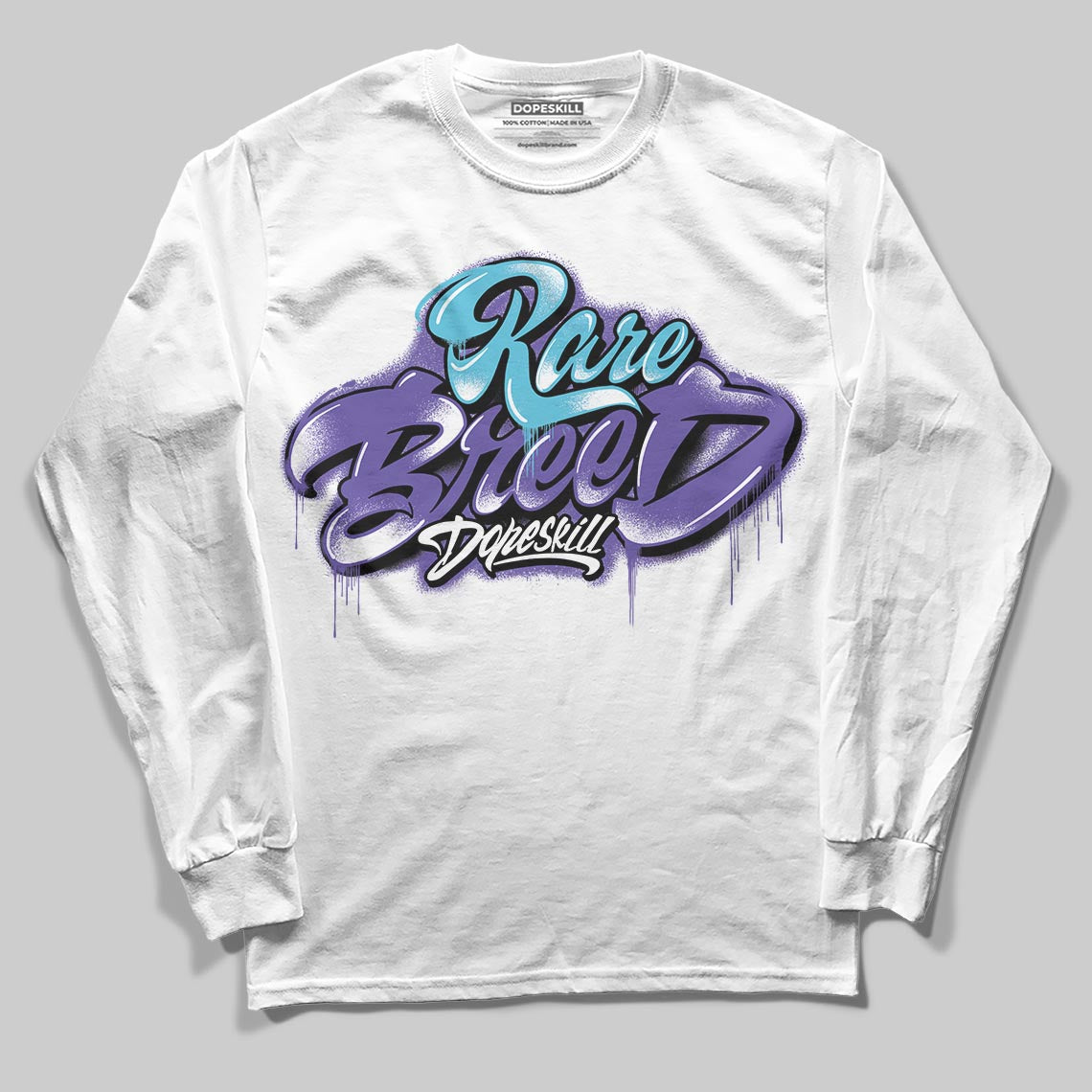 Jordan 8 Retro 'Aqua' 2025 DopeSkill Long Sleeve T-Shirt Rare Breed Type Graphic Streetwear - White