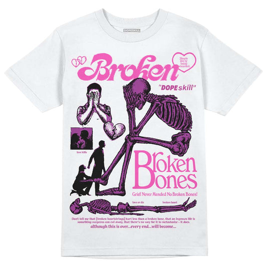 Jordan 4 GS “Hyper Violet” DopeSkill T-Shirt Broken Bones Graphic Streetwear - WHite