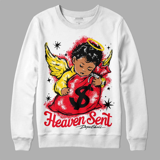 Jordan 4 Red Thunder DopeSkill Sweatshirt Heaven Sent Graphic Streetwear - White