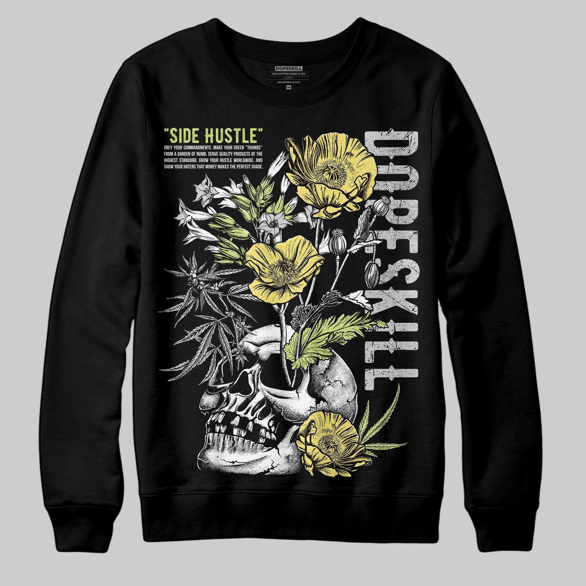 Jordan 4 GS “Light Lemon Twist” DopeSkill Sweatshirt Side Hustle Graphic Streetwear - Black