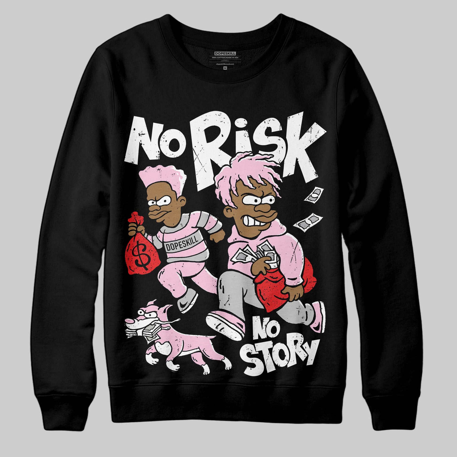 Awake NY x Air Jordan 5 Arctic Pink DopeSkill Sweatshirt No Risk No Story Graphic Streetwear - Black