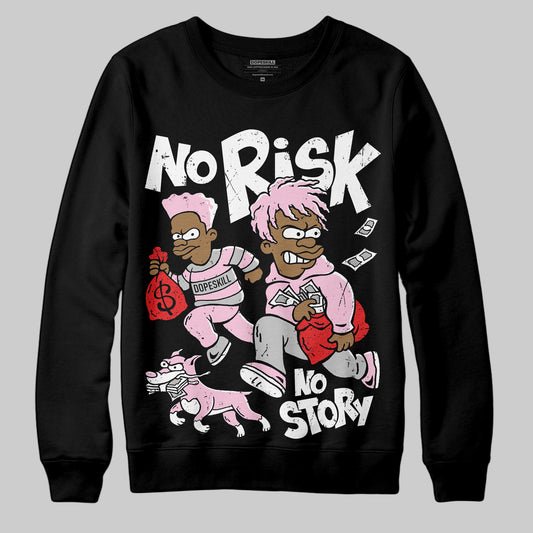 Awake NY x Air Jordan 5 Arctic Pink DopeSkill Sweatshirt No Risk No Story Graphic Streetwear - Black