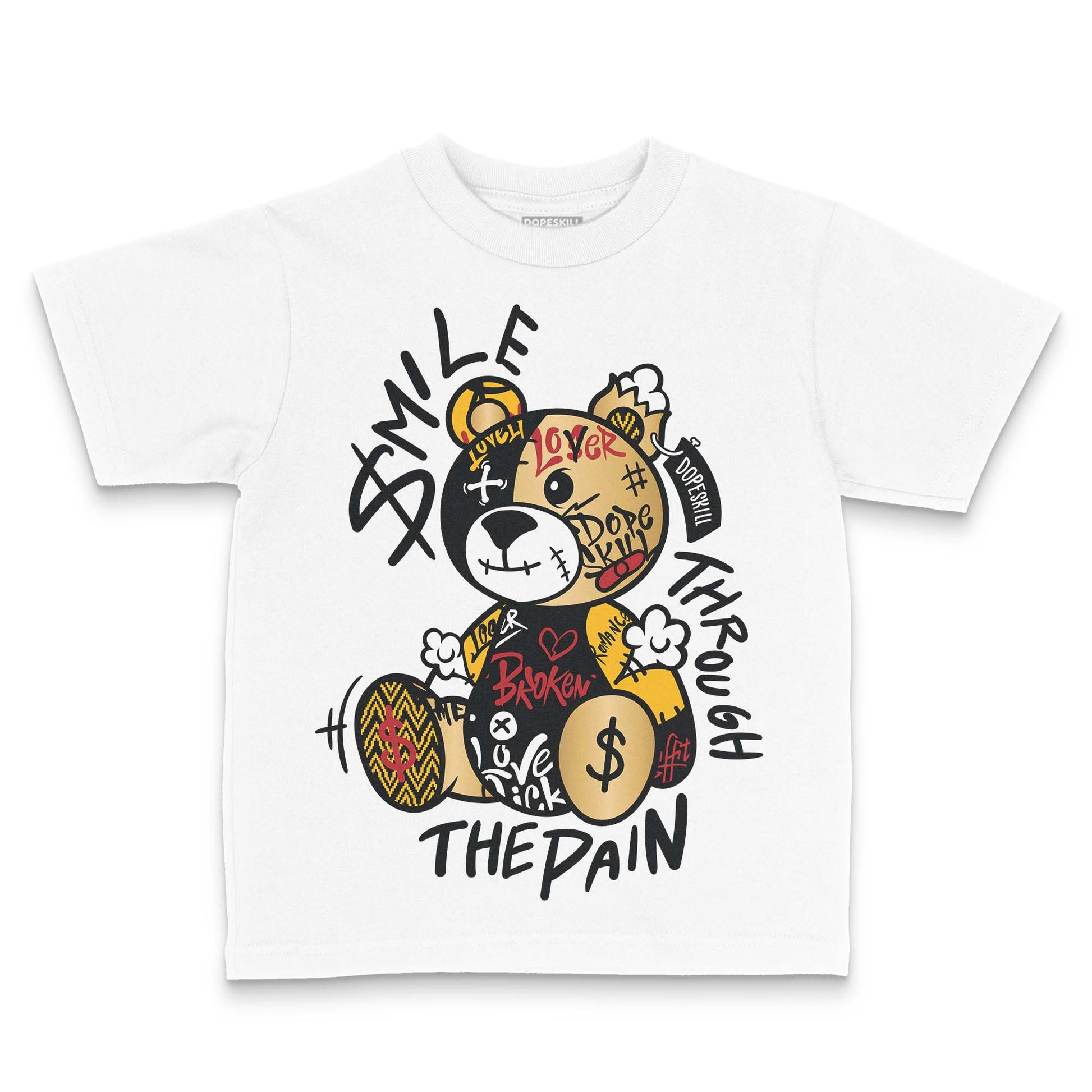 Jordan 12 Retro 'Taxi' 2025 DopeSkill Toddler Kids T-shirt Smile Through The Pain Graphic Streetwear - White