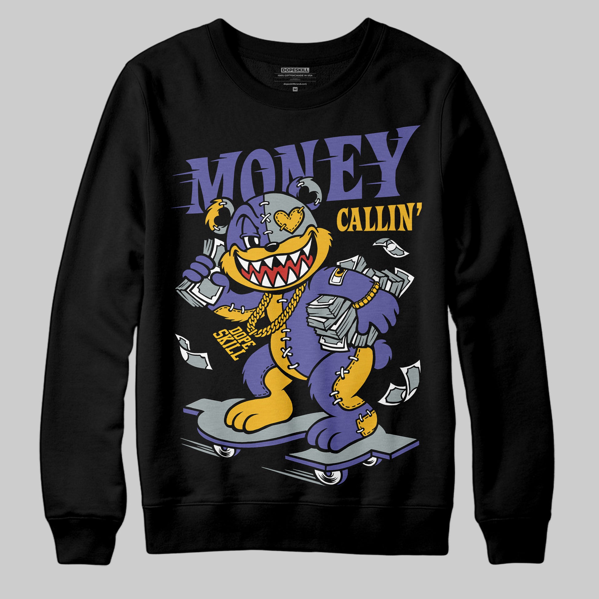 Jordan 4 Retro Lakers DopeSkill Sweatshirt Money Callin' Graphic Streetwear - Black