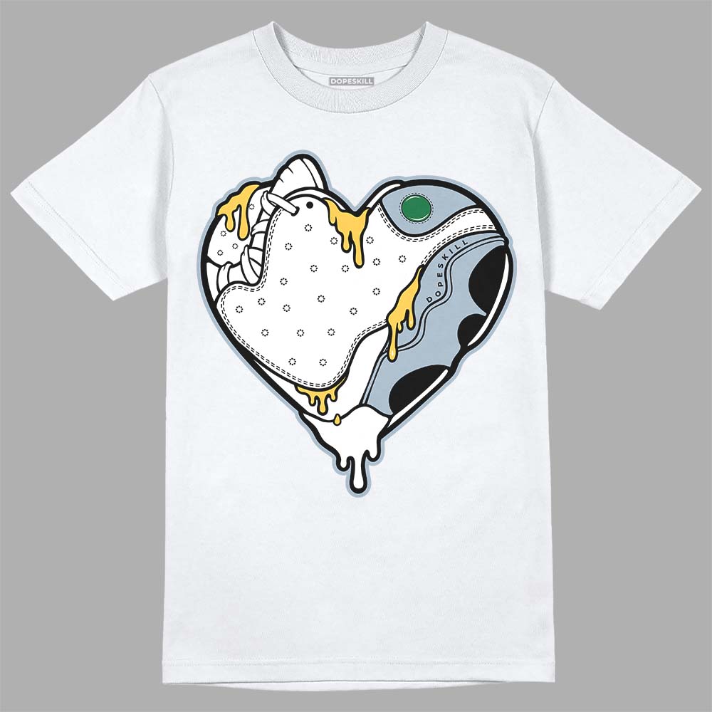 Jordan 13 “Blue Grey” DopeSkill T-Shirt Heart Jordan 13 Graphic Streetwear - White 