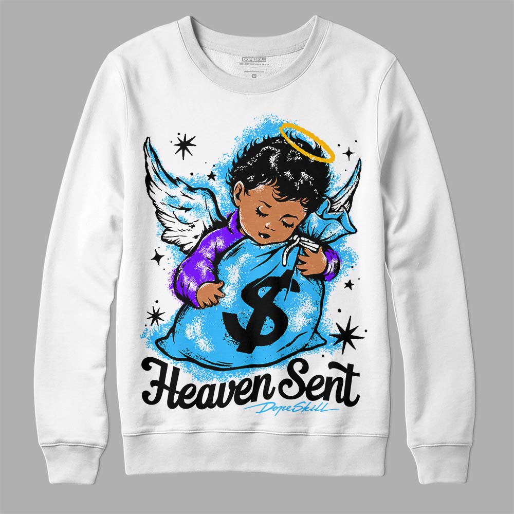 Jordan 1 High Retro OG “University Blue” DopeSkill Sweatshirt Heaven Sent Graphic Streetwear - White