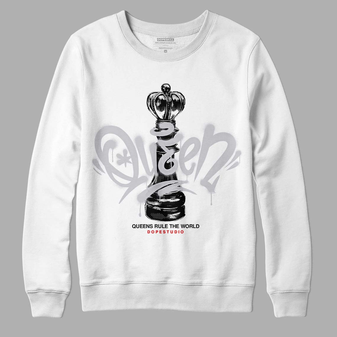 Jordan 2 Retro "Black Cement" DopeSkill Sweatshirt Queen Chess Graphic Streetwear - White 