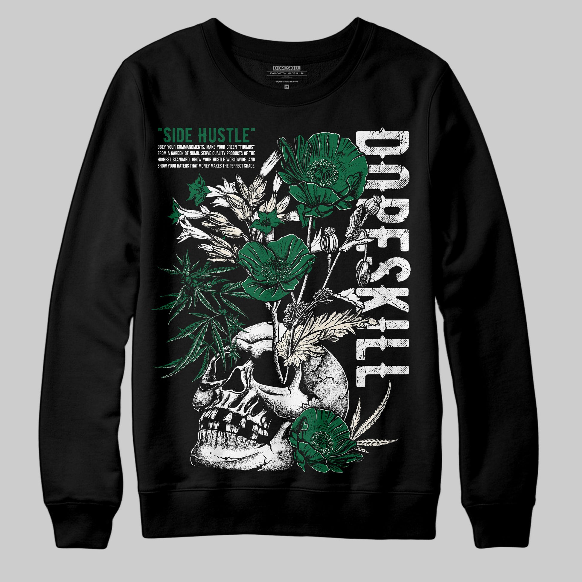 Jordan 13 GS “Pine Green” DopeSkill Sweatshirt Side Hustle Graphic Streetwear - Black