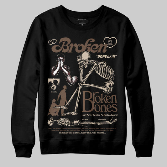 A Ma Maniére x Air Jordan 4 “Dark Mocha” DopeSkill Sweatshirt Broken Bones Graphic Streetwear - Black