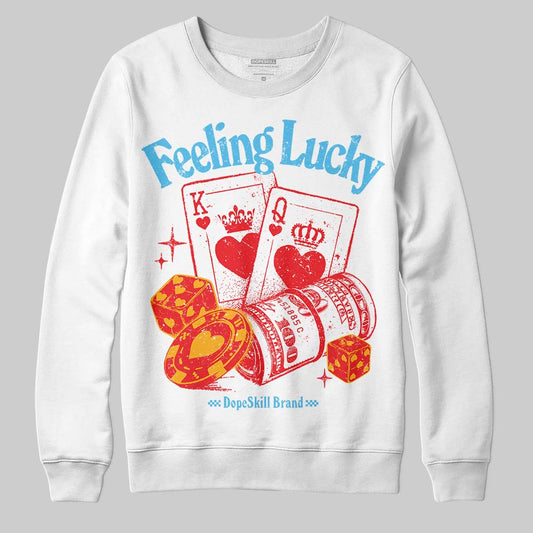 Red Sneakers DopeSkill Sweatshirt Feeling Lucky Graphic Streetwear - White 