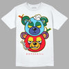 Jordan 1 Mid GS 'Six Championships' DopeSkill T-Shirt New Double Bear Graphic Streetwear - White