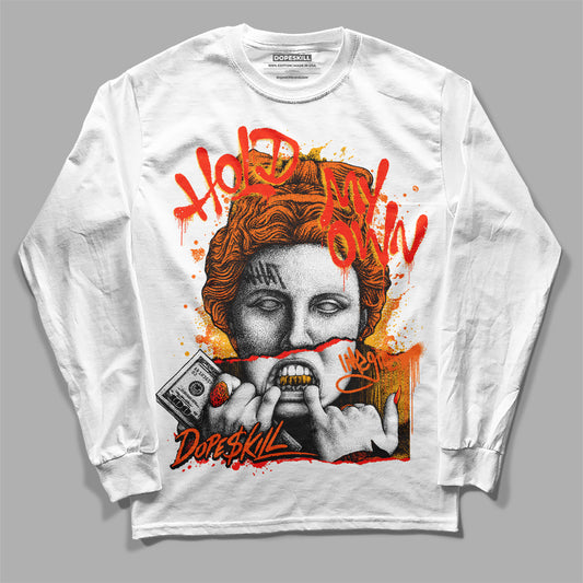 Orange, Black & White Sneakers DopeSkill Long Sleeve T-Shirt Hold My Own Graphic Streetwear - White 