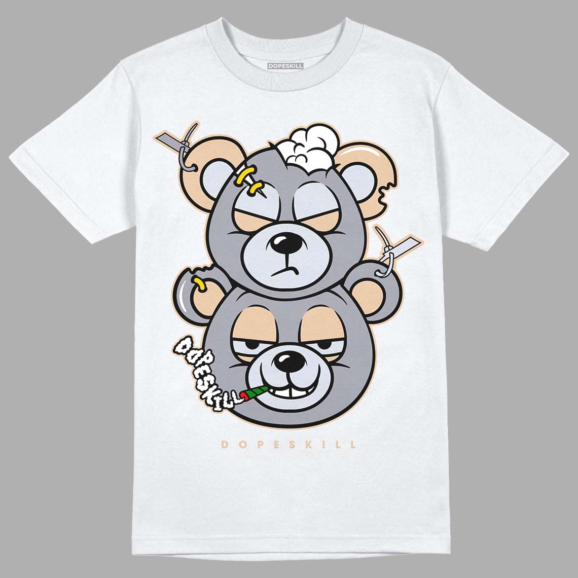 Jordan 4 Retro Frozen Moments DopeSkill T-Shirt New Double Bear Graphic Streetwear - White 