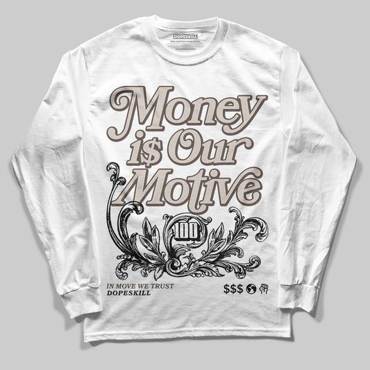 Adidas Samba OG White Black Clear Granite DopeSkill Long Sleeve T-Shirt Money Is Our Motive Typo Graphic Streetwear - White