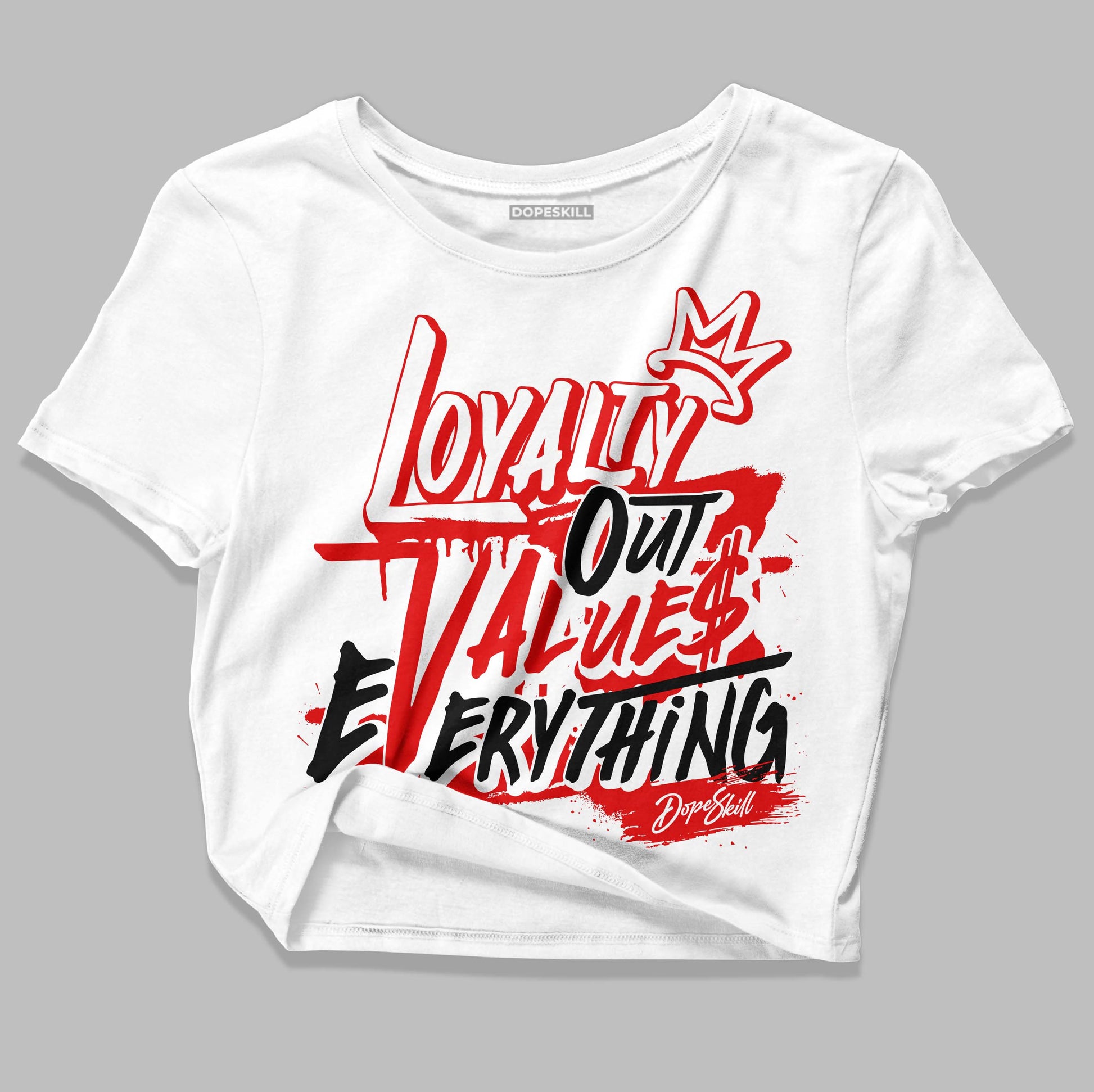 Jordan 4 Retro Red Cement DopeSkill Women's Crop Top LOVE Graphic Streetwear - White