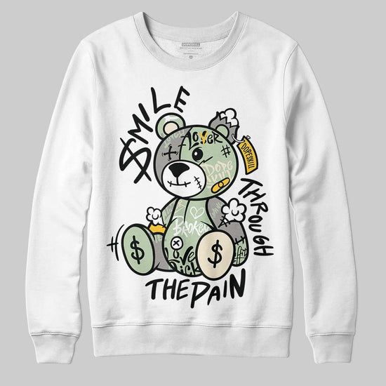 Jordan 4 WMNS “Seafoam” (2025) DopeSkill Sweatshirt Smile Through The Pain Graphic Streetwear - White