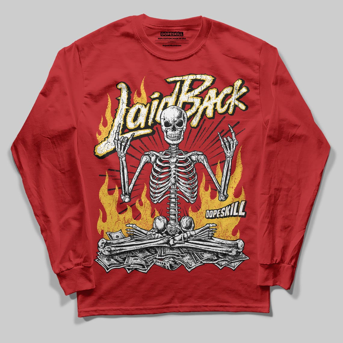 Red Sneakers DopeSkill Long Sleeve T-Shirt Laid Back Graphic Streetwear - Red