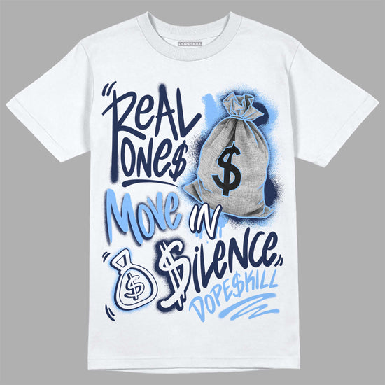 Jordan 5 Midnight Navy DopeSkill T-Shirt Real Ones Move In Silence Graphic Streetwear