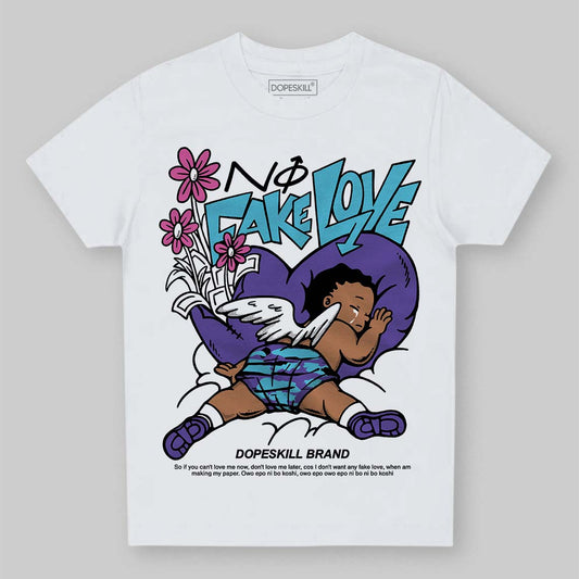 Jordan 8 Retro 'Aqua' 2025 DopeSkill Toddler Kids T-shirt No Fake Love Graphic Streetwear - White