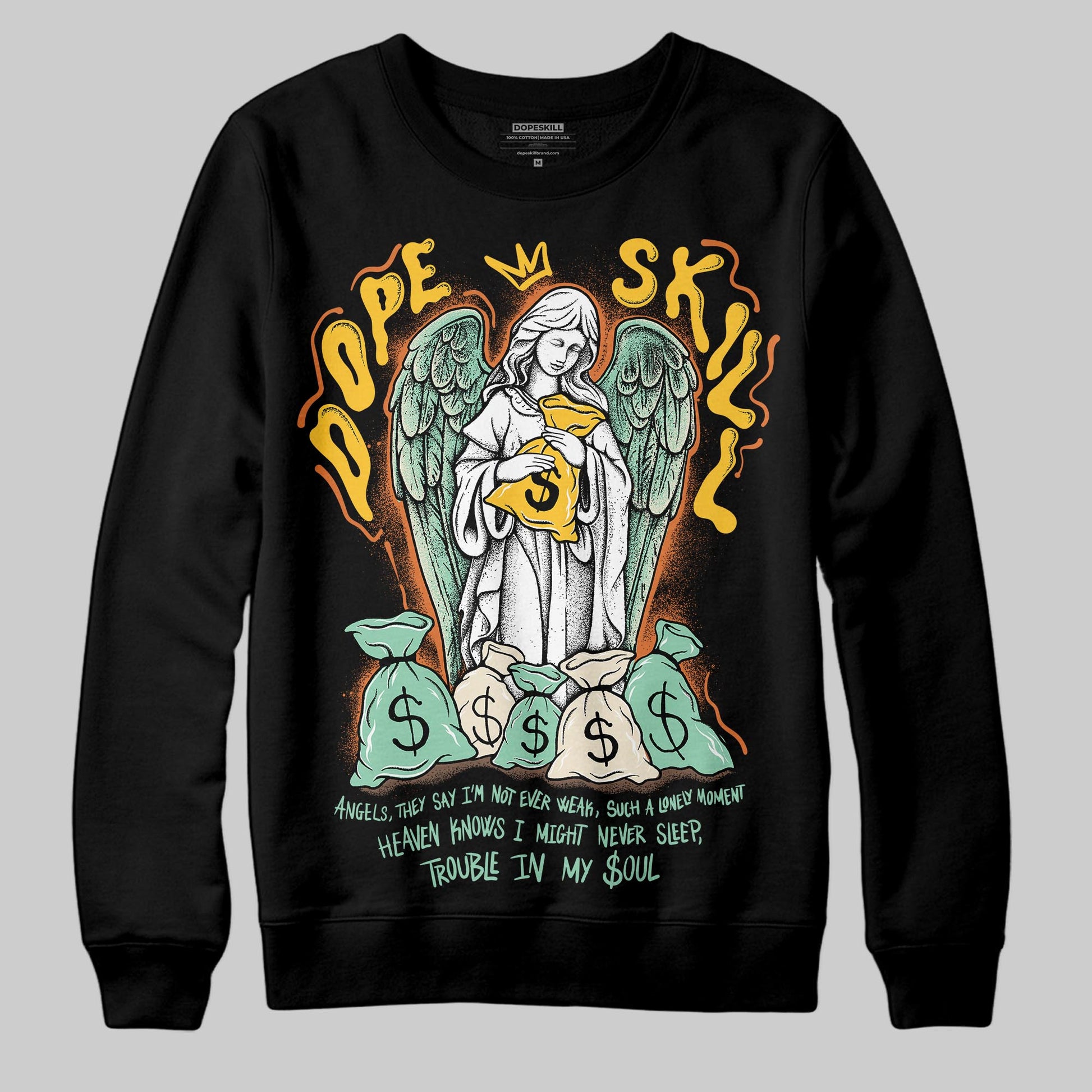 SB Dunk Low Rodeo Tourmaline DopeSkill Sweatshirt Angels Graphic Streetwear - Black