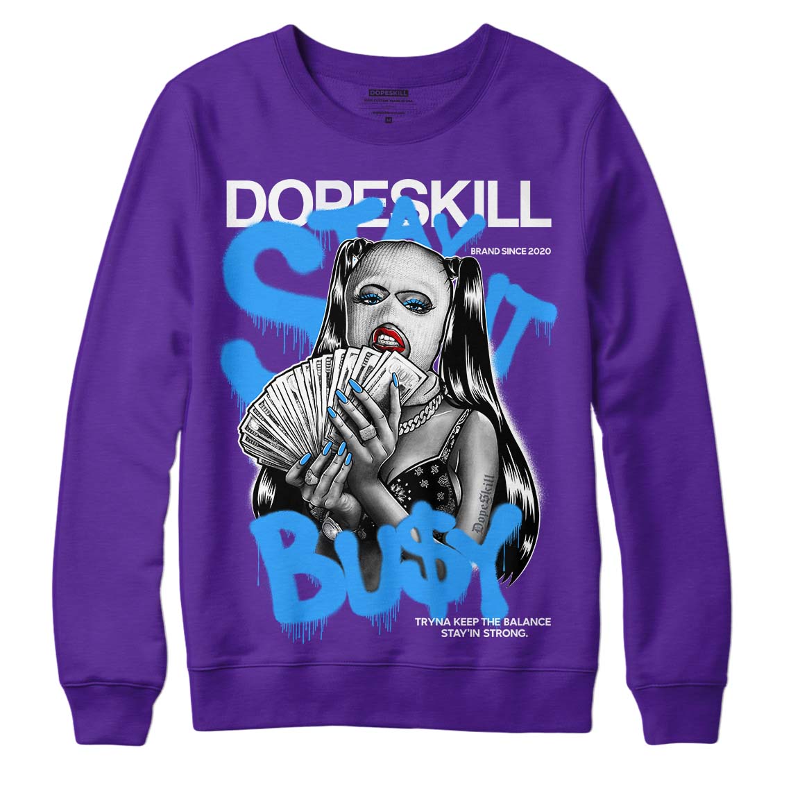 PURPLE Sneakers DopeSkill Purple Sweatshirt Stay It Busy Graphic Streetwear