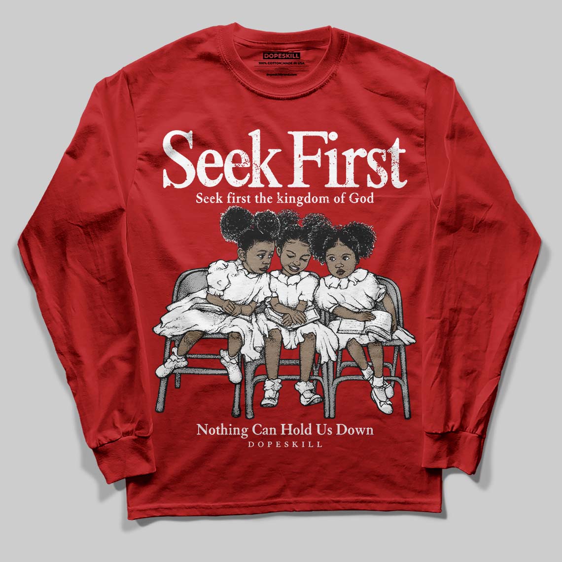 Red Sneakers DopeSkill Long Sleeve T-Shirt New Seek First Graphic Streetwear - Red