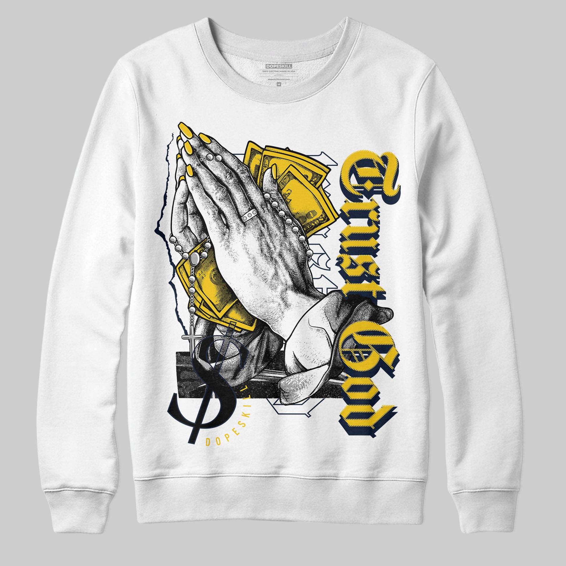 Dunk Low Vintage “Michigan” DopeSkill Sweatshirt Trust God Graphic Streetwear - White