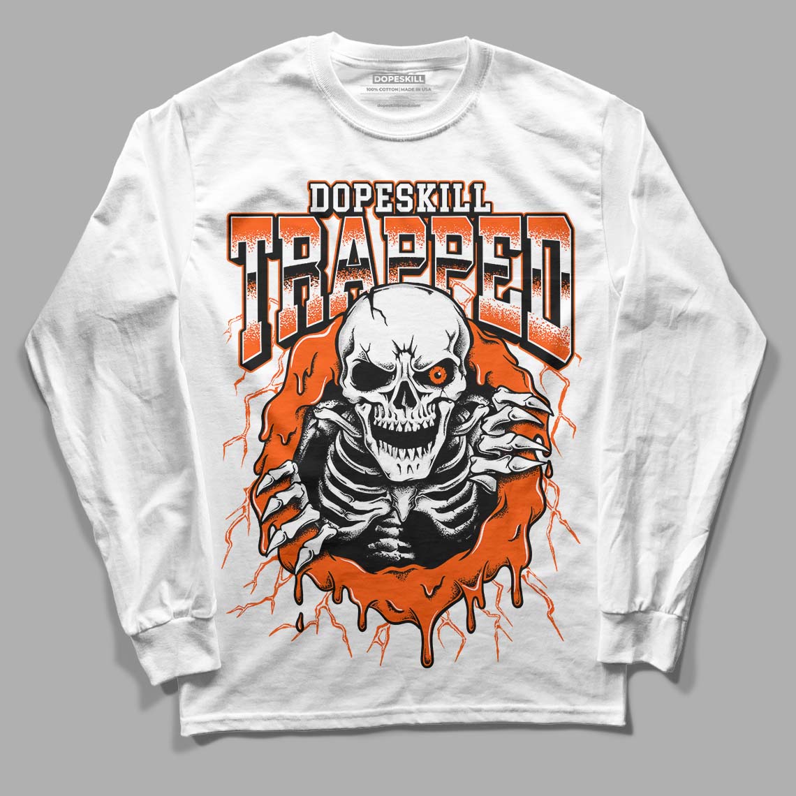 MSCHF Super Normal 2 Orange Milk DopeSkill Long Sleeve T-Shirt Trapped Halloween Graphic Streetwear - White