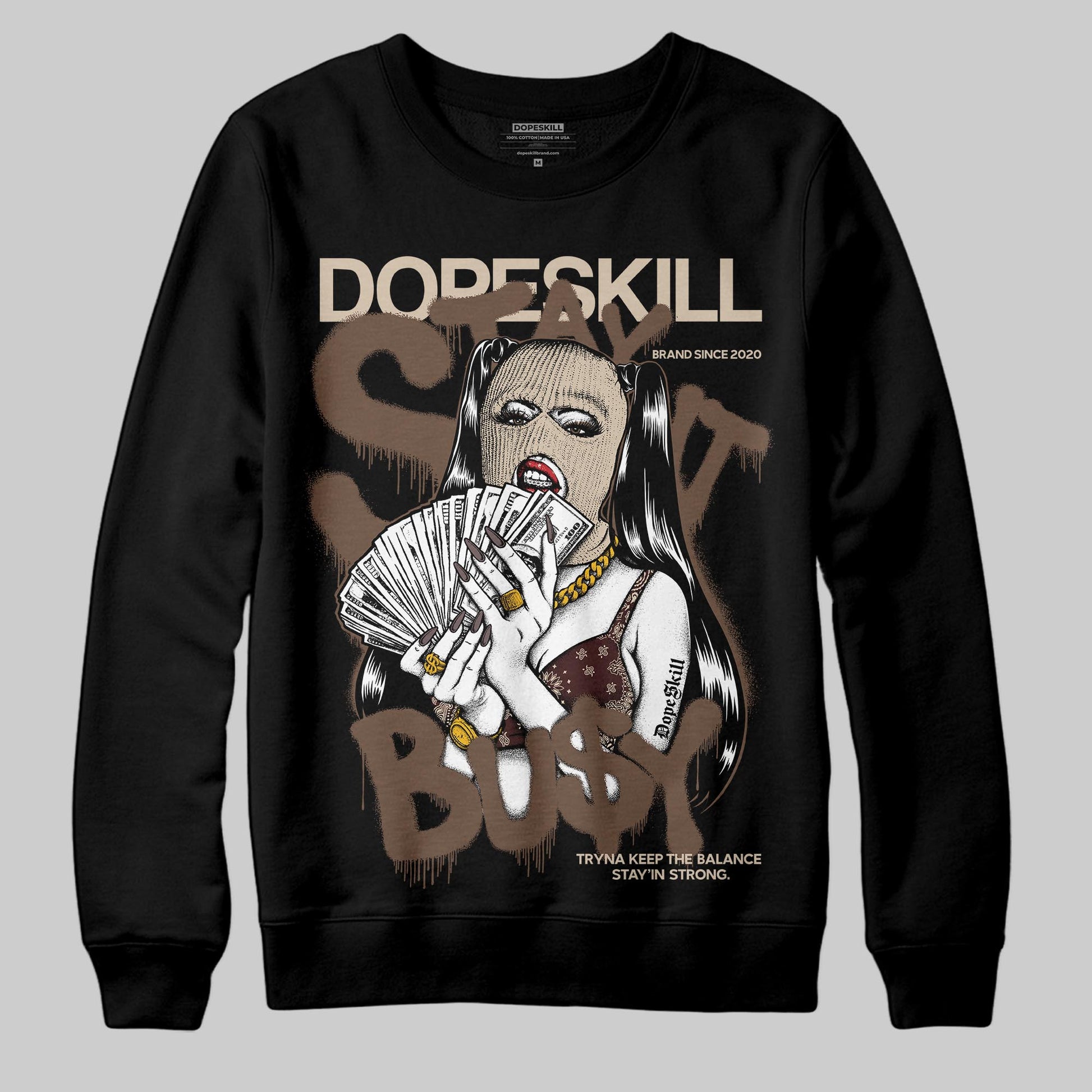 A Ma Maniére x Air Jordan 4 “Dark Mocha” DopeSkill Sweatshirt Stay It Busy Graphic Streetwear - Black