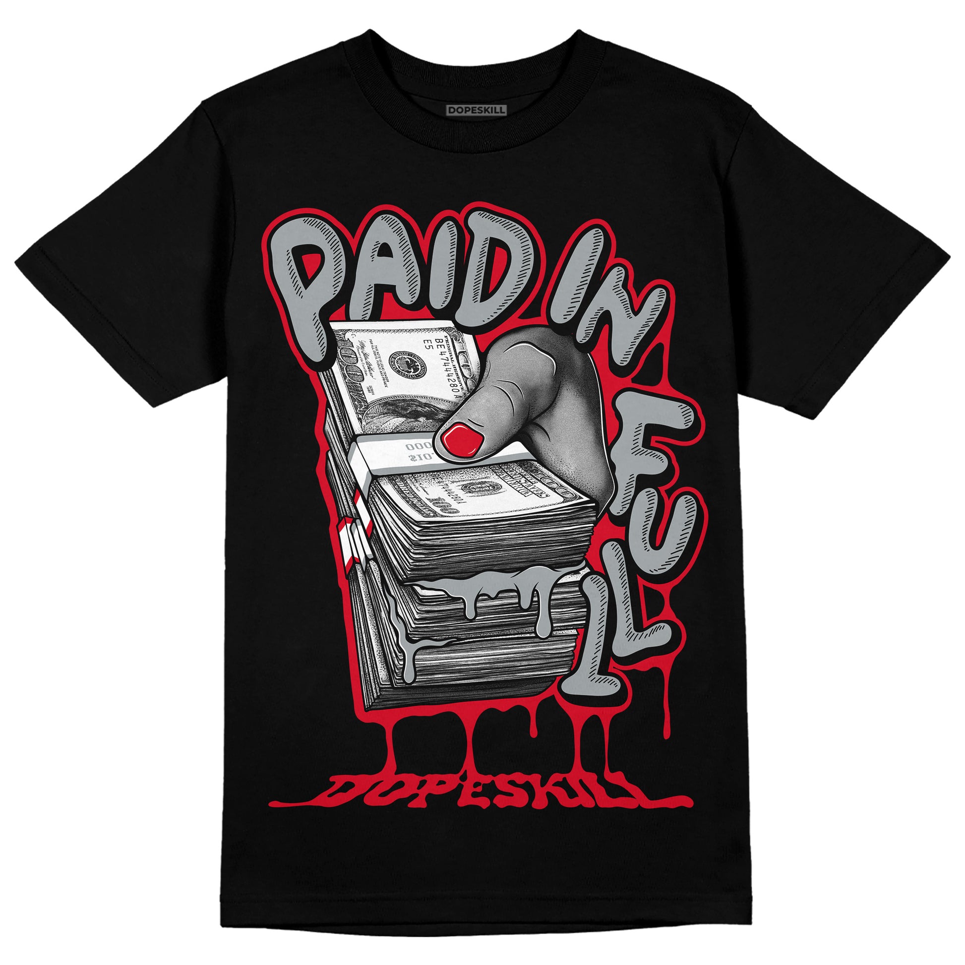 Jordan 4 Bred DopeSkill T-Shirt Paid In Full Graphic Streetwear - Black 